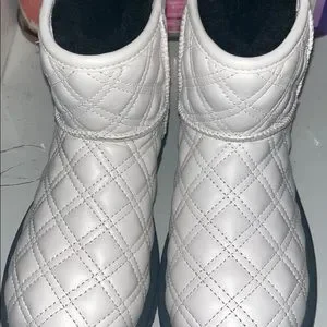 White leather UGG mini boots